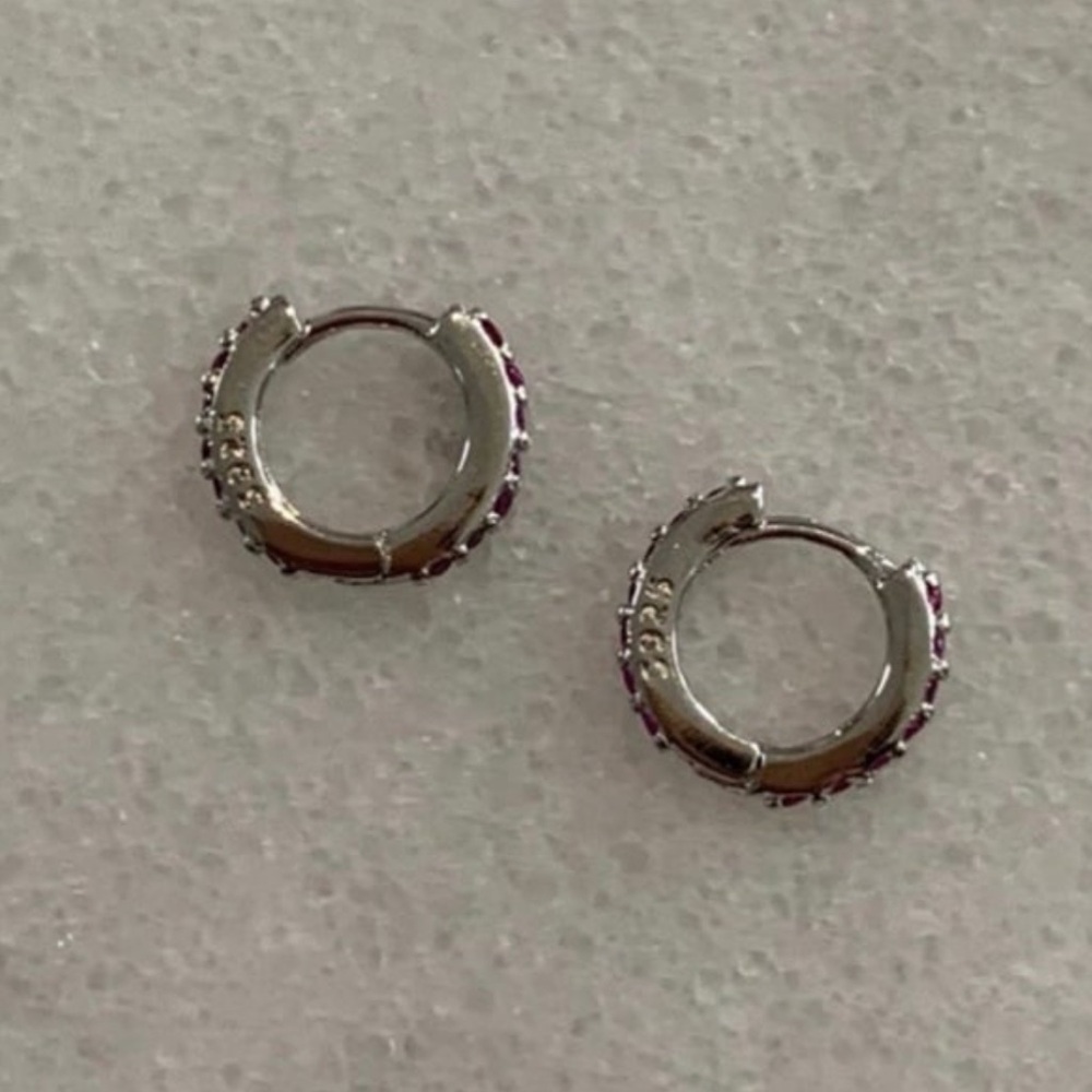 COPY - Pink Crystal Sterling Silver Small Huggie Hoop Earrings

Brand New - Picture 2 of 4